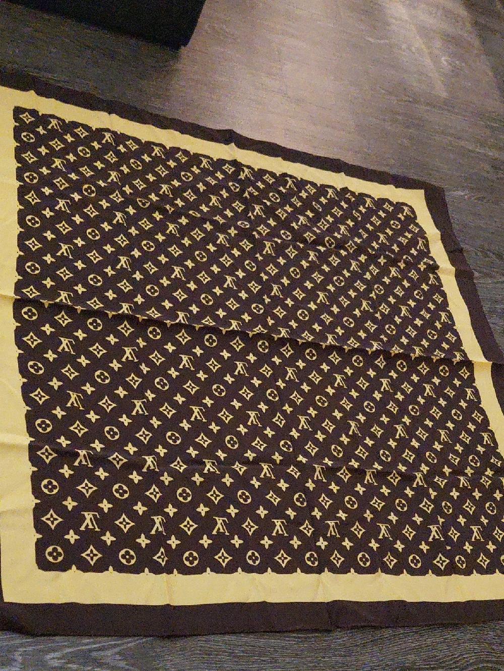 Louis Vuitton Two-Tone Monogram Silk Scarf in Brown & Mustard